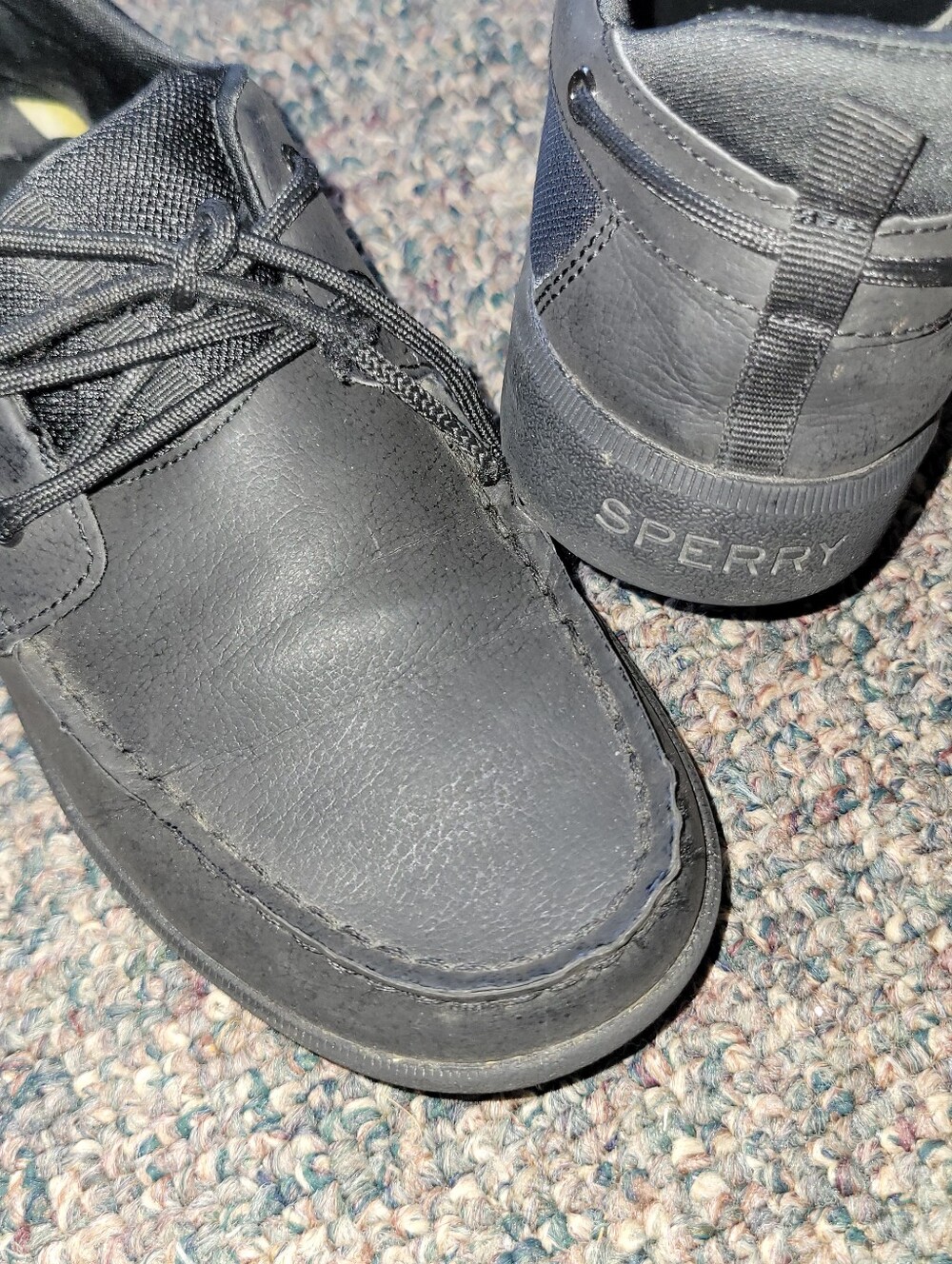 🛑Sperry Men's Black Boat Shoes with Lace-Up Detail